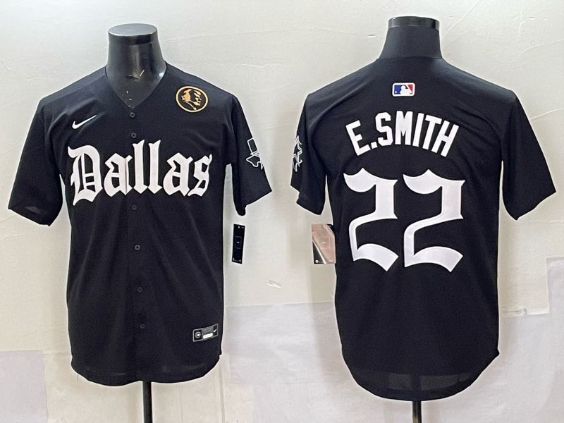 Men 2025 Nike Dallas Cowboys #22 E.Smith Black 5th generation Joint Name Limited NFL Jersey 013->dallas cowboys->NFL Jersey